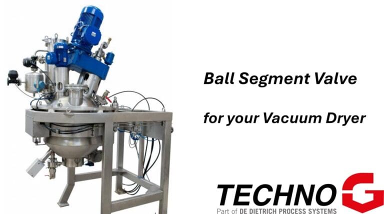 Complete vacuum dryer skid with Techno-G Ball Segment Valve at the discharge outlet